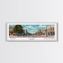 Elgin Illinois Panoramic Painting, Mid Century Modern Framed Canvas Print, Retro Pop Art Travel Poster, City Wall Art, Living Room Decor