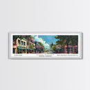 High Point North Carolina Panoramic Painting, Mid Century Modern Framed Canvas Print, Retro Pop Art Travel Poster, Living Room Wall Art