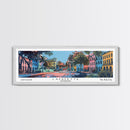 Lafayette Louisiana Panoramic Painting, Mid Century Modern Framed Canvas Print, Retro Pop Art Travel Poster, Home Wall Decor