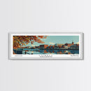 Lowell Mississippi Panoramic Painting, Mid Century Modern Framed Canvas Print, Retro Pop Art Travel Poster, Office Wall Art