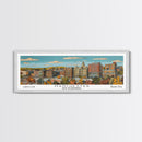 Manchester New Hampshire Panoramic Painting, Mid Century Modern Framed Canvas Print, Retro Pop Art Travel Poster, Living Room Decor