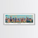 New York New York Panoramic Painting, Mid Century Modern Framed Canvas Print, Retro Pop Art Travel Poster, City Art, Office Wall Decor, Living Room Art