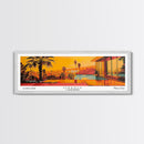 Orange California Panoramic Painting, Mid Century Modern Framed Canvas Print, Retro Pop Art Travel Poster, City Art, Office Wall Decor, Living Room Art