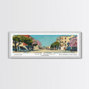 San Mateo California Panoramic Wall Art, Mid Century Modern Framed Canvas Print, Retro Pop Art Travel Poster, City Art, Office Wall Decor, Living Room Art