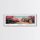 Cary North Carolina Panoramic Painting, Framed Canvas Print, Mid Century Modern Wall Art, Retro Pop Art Travel Poster, Office Decor, City Art