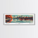 Columbus Ohio Panoramic Painting, Framed Canvas Print, Mid Century Modern Wall Art, Retro Pop Art Travel Poster, Living Room Decor, City Art