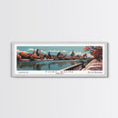 Fort Wayne Indiana Panoramic Painting, Framed Canvas Print, Mid Century Modern Wall Art, Retro Pop Art Travel Poster, Office Decor, City Art