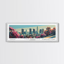 Los Angeles California Mid Century Modern Framed Canvas Print, Retro Pop Art Travel Poster, Home Decor, City Art, Panoramic Painting