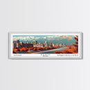 Reno Nevada Panoramic Painting, Mid Century Modern Framed Canvas Print, Retro Pop Art Travel Poster, Living Room Wall Decor