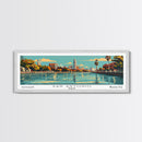 San Antonio Texas Panoramic Painting, Mid Century Modern Framed Canvas Print, Retro Pop Art Travel Poster, Cityscape, Home Decor, Office Wall Art