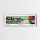 Toledo Ohio Panoramic Wall Art, Mid Century Modern Framed Canvas Print, Retro Pop Art Cityscape, Travel Poster, Living Room Decor