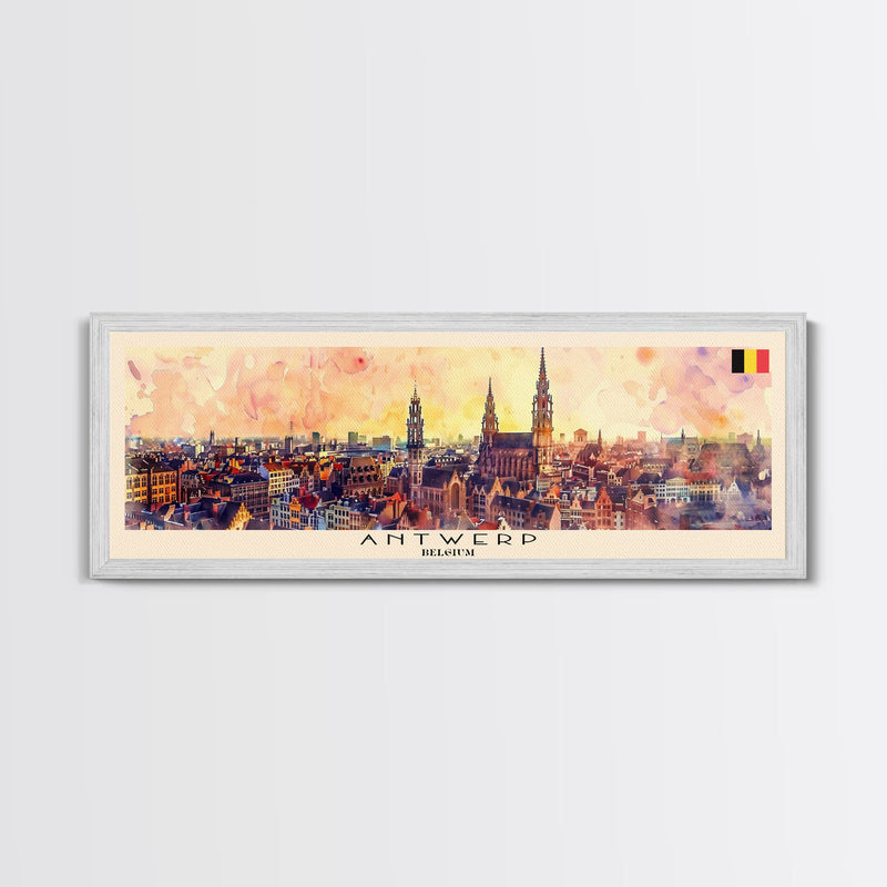 Antwerp Belgium Wall Art, Panoramic Travel Poster, Panoramic Framed Canvas Print, City Wall Art, Wall Hanging Home Decor, Travel Art