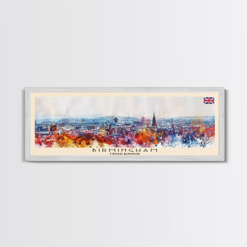 Birmingham United Kingdom Travel Print Wall Art, Panoramic City Art, Travel Art, Wall Decor, Vacation Gift, Framed Canvas Print Or Metal Art