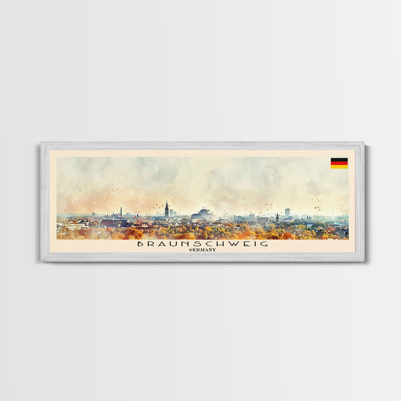 Braunschweig Germany Travel Art, City Art, Framed Canvas Print or Metal Wall Art, Europe Travel Poster, Panoramic Wall Art, Extra Wide Wall Art