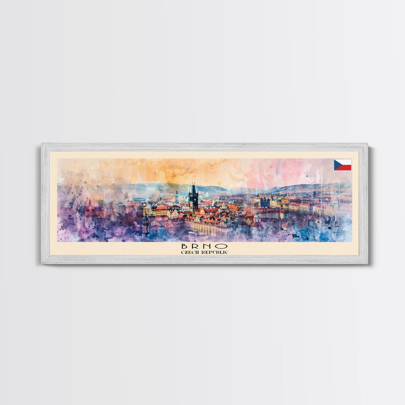 Brno Czech Republic art Travel Print Wall Art, Panoramic City Art, Travel Art, Wall Decor, Vacation Gift, Framed Canvas Print Or Metal Art