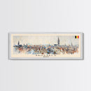 Brussels Belgium Panoramic Travel Poster, Framed Canvas Print or Metal Wall Art, Travel Art, Home Decor, Panoramic Painting, Midcentury Art
