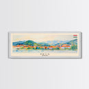 Pécs Hungary Panoramic Travel Poster, Framed Canvas Print or Metal Wall Art, Travel Art, Home Decor, Panoramic Painting, Midcentury Art