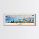 Geneva Switzerland Wall Art, Panoramic Travel Poster, Panoramic Framed Canvas Print, City Wall Art, Wall Hanging Home Decor, Travel Art
