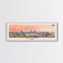 Kharkiv Ukraine Panoramic Travel Poster, Framed Canvas Print or Metal Wall Art, Travel Art, Home Decor, Panoramic Painting, Midcentury Art