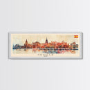 Seville Spain Panoramic Travel Poster, Framed Canvas Print or Metal Wall Art, Travel Art, Home Decor, Panoramic Painting, Midcentury Art