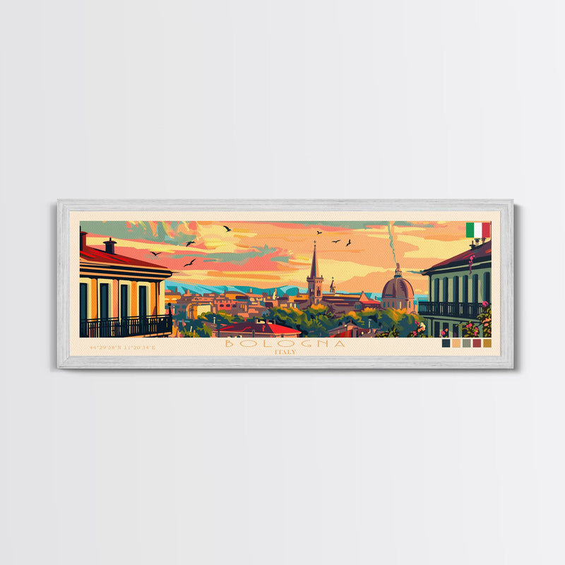 Bologna Italy Wall Art, Panoramic Travel Poster, Panoramic Framed Canvas Print, City Wall Art, Wall Hanging Home Decor, Travel Art