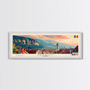 Brasov Romania Panoramic Travel Poster, Framed Canvas Print or Metal Wall Art, Travel Art, Home Decor, Panoramic Painting, Midcentury Art