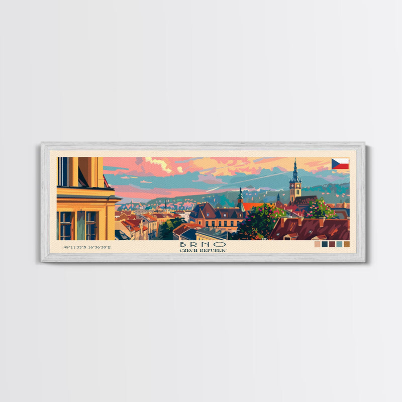 Brno CzechRepublic art Travel Print Wall Art, Panoramic City Art, Travel Art, Wall Decor, Vacation Gift, Framed Canvas Print Or Metal Art