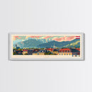 Innsbruck Austria Panoramic Travel Poster, Framed Canvas Print or Metal Wall Art, Travel Art, Home Decor, Panoramic Painting, Midcentury Art