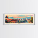 Linz Austria Panoramic Travel Poster, Framed Canvas Print or Metal Wall Art, Travel Art, Home Decor, Panoramic Painting, Midcentury Art