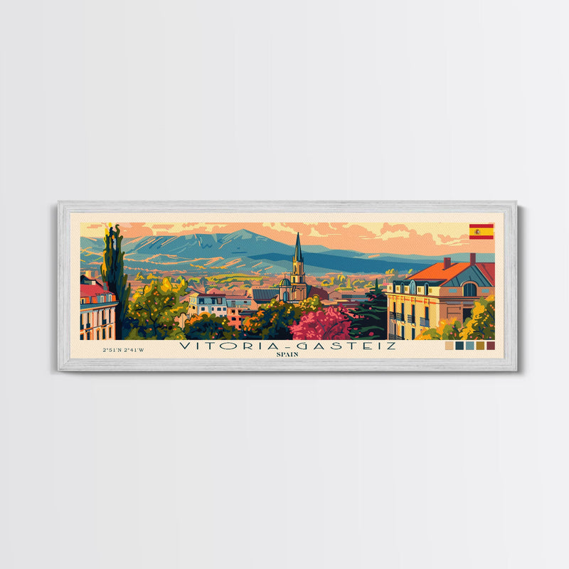 Vitoria Gasteiz Spain Travel Art, City Art, Framed Canvas Print or Metal Wall Art, Europe Travel Poster, Panoramic Wall Art, Extra Wide Wall Art