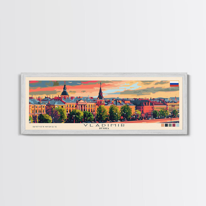 Vladimir Russia Wall Art, Panoramic Travel Poster, Panoramic Framed Canvas Print, City Wall Art, Wall Hanging Home Decor, Travel Art