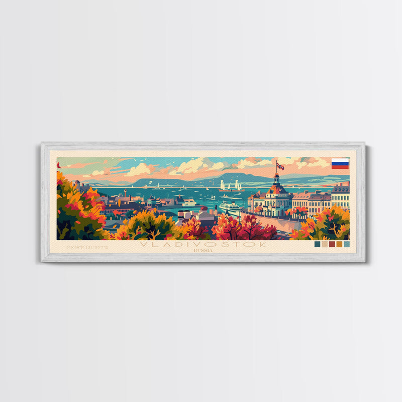 Vladivostok Russia Travel Print Wall Art, Panoramic City Art, Travel Art, Wall Decor, Vacation Gift, Framed Canvas Print Or Metal Art