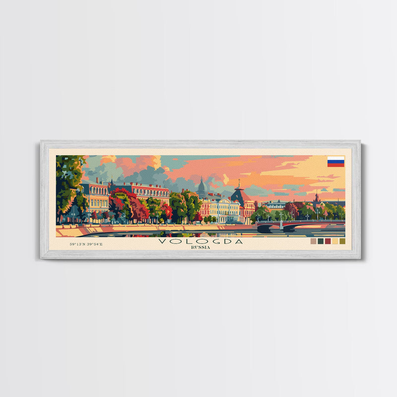 Vologda Russia Wall Art, Panoramic Travel Poster, Panoramic Framed Canvas Print, City Wall Art, Wall Hanging Home Decor, Travel Art