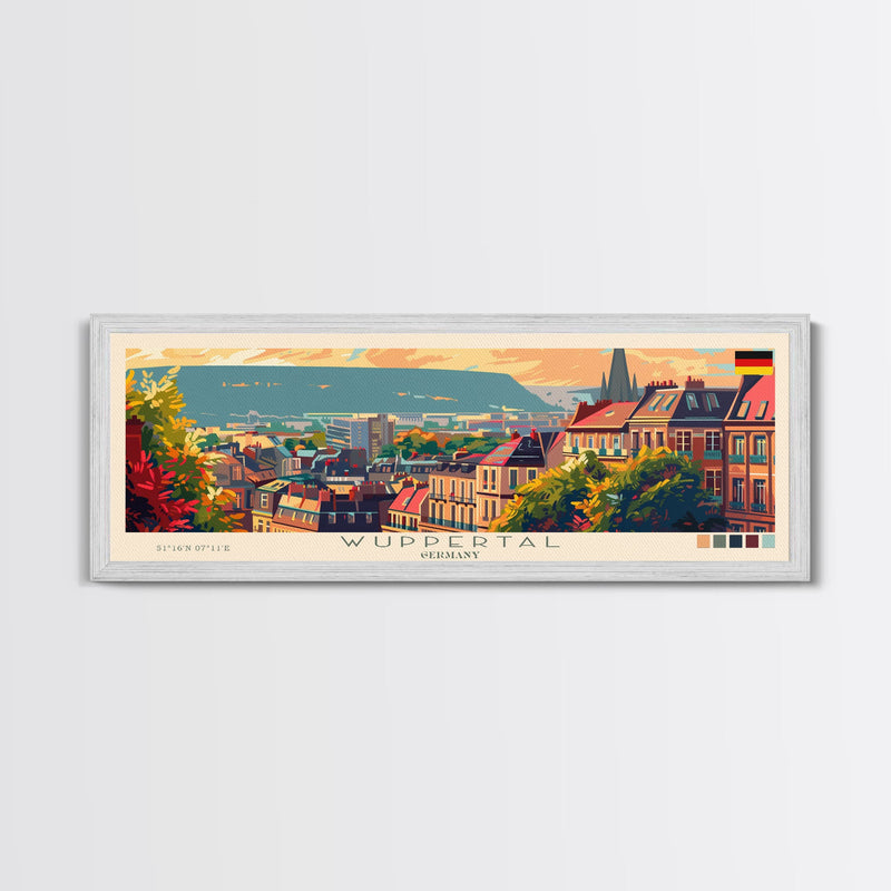 Wuppertal Germany Travel Art, City Art, Framed Canvas Print or Metal Wall Art, Europe Travel Poster, Panoramic Wall Art, Extra Wide Wall Art