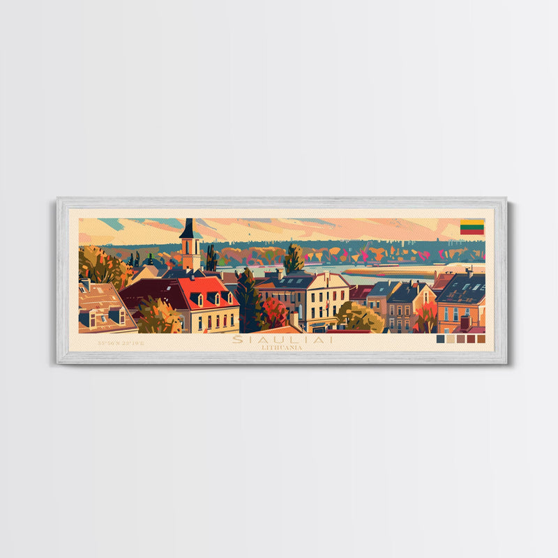 Å Iauliai Lithuania Travel Print Wall Art, Panoramic City Art, Travel Art, Wall Decor, Vacation Gift, Framed Canvas Print Or Metal Art