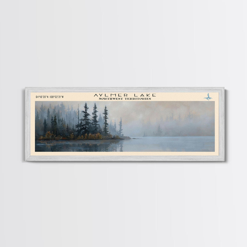 Aylmer Lake Panoramic Framed Canvas Print, Lake House Decor, Rustic Art, Travel Poster, Scenic View, Home Decoration