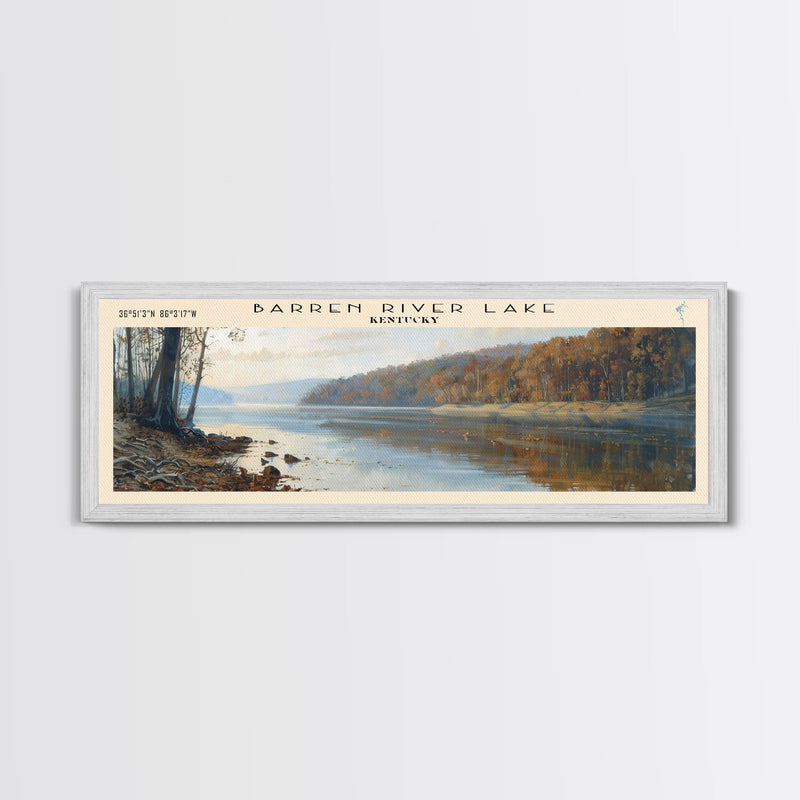 Barren River Lake Kentucky Framed Canvas Print, Panoramic Lake House Decor, Scenic View, Travel Poster, Rustic Art, Nature Scene