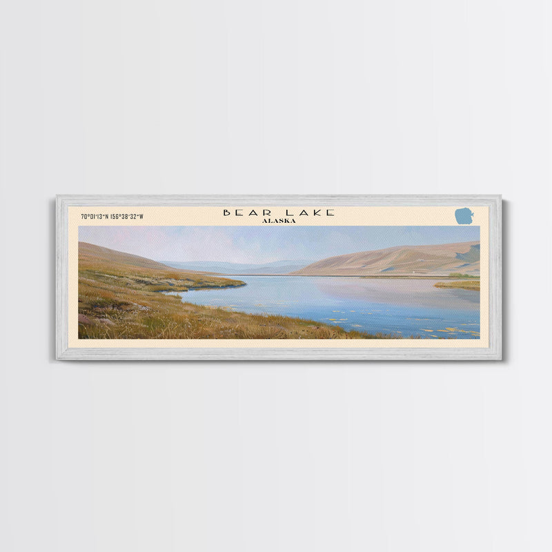 Bear Lake USA North Slope Alaska Panoramic Framed Canvas Print, Lake House Decor, Scenic Painting, Travel Poster, Nature Scene