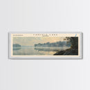 Carlyle Lake Illinois Framed Canvas Print, Lake House Decor, Panoramic Wall Art, Travel Poster, Rustic Lake Painting, Nature Art