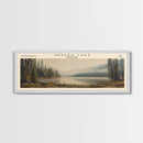 Hebgen Lake Montana Framed Canvas Print, Lake House Art, Panoramic Wall Art, Travel Poster, Beautiful Lake Painting, Home Decor