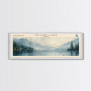 Inland Lake Framed Canvas Print, Lake House Art, Panoramic Wall Art, Travel Poster, Scenic Lake Painting, Nature Art