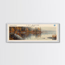 Lac Payne Lake Casitas California Framed Canvas Print, Lake House Art, Panoramic Wall Art, Travel Poster, Beautiful Lake Painting, Home Decor