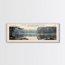 Lake Monomonac Massachusetts Framed Canvas Print, Lake House Decor, Panoramic Wall Art, Travel Poster, Stunning Landscape Painting, Living Room Decor