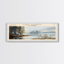 Lake Sunapee New Hampshire Framed Canvas Print, Lake House Decor, Panoramic Wall Art, Travel Poster, Scenic Landscape Painting, Living Room Decor