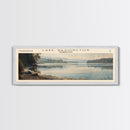 Lake Washington Framed Canvas Print, Lake House Decor, Panoramic Wall Art, Travel Poster, Scenic Landscape Painting, Bedroom Decor