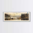 Loon Lake Framed Canvas Print, Lake House Decor, Panoramic Wall Art, Travel Poster, Landscape Painting, Contemporary Art