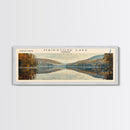 Maidstone Lake Vermont Framed Canvas Print, Lake House Decor, Panoramic Wall Art, Travel Poster, Beautiful Landscape Painting, Modern Art