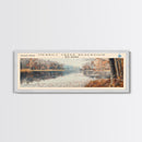 Merrill Creek Reservoir New Jersey Framed Canvas Print, Lake House Decor, Panoramic Wall Art, Travel Poster, Scenic Landscape Painting, Living Room Decor
