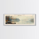 Saint Mary Lake Montana Framed Canvas Print, Lake House Decor, Panoramic Wall Art, Travel Poster, Scenic Lake Painting, Living Room Decor