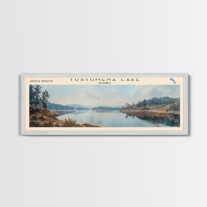 Wallum Lake RhodeIsland Panoramic Wall Art, Framed Canvas Print, Lake House Decor, Travel Poster, Beautiful Lake Scene, Bedroom Art